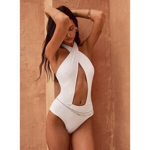 Commense 1 Piece White Swimsuit Size Large